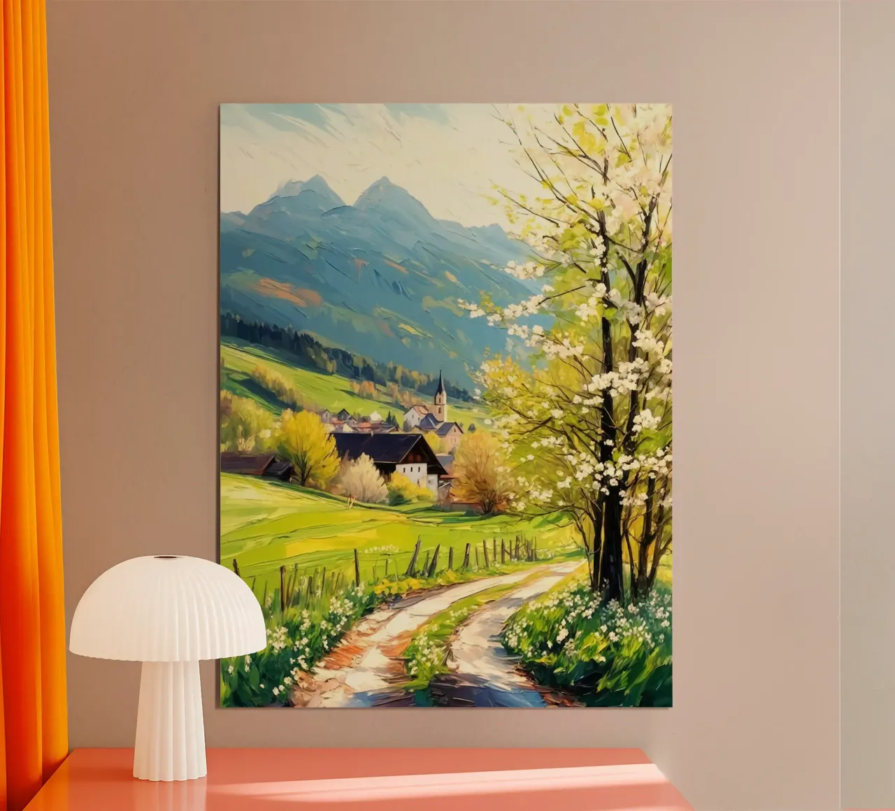 curve road tree poster con telaio in alluminio da melts