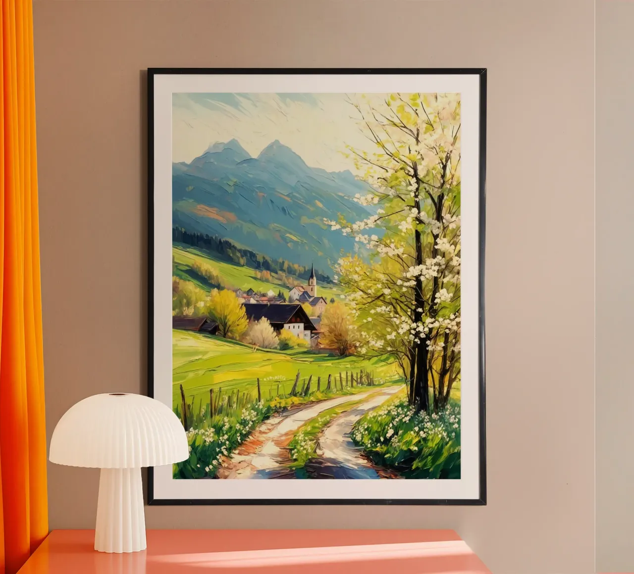curve road tree poster con telaio in alluminio da melts