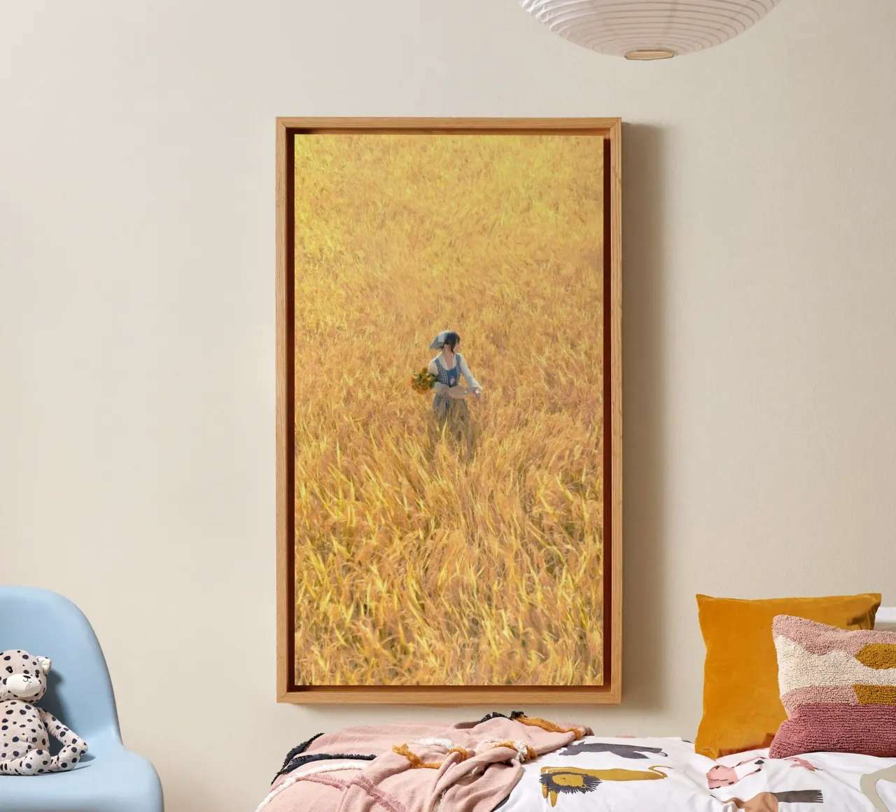 girl in yellow field tela con Cornice a cassetta da hamily
