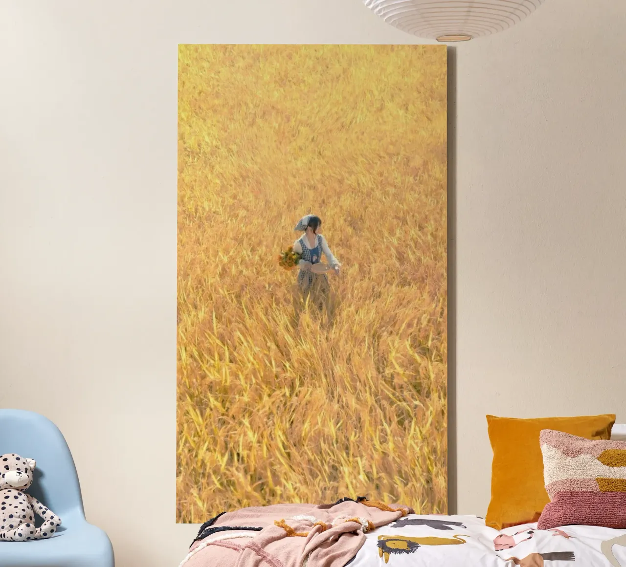 girl in yellow field tela con Cornice a cassetta da hamily