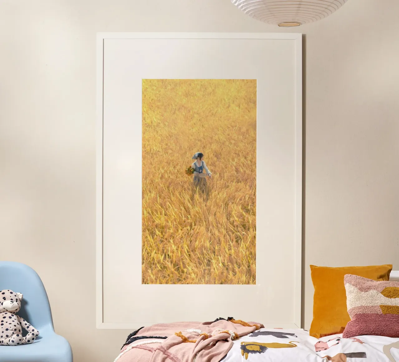 girl in yellow field poster con telaio in legno da hamily
