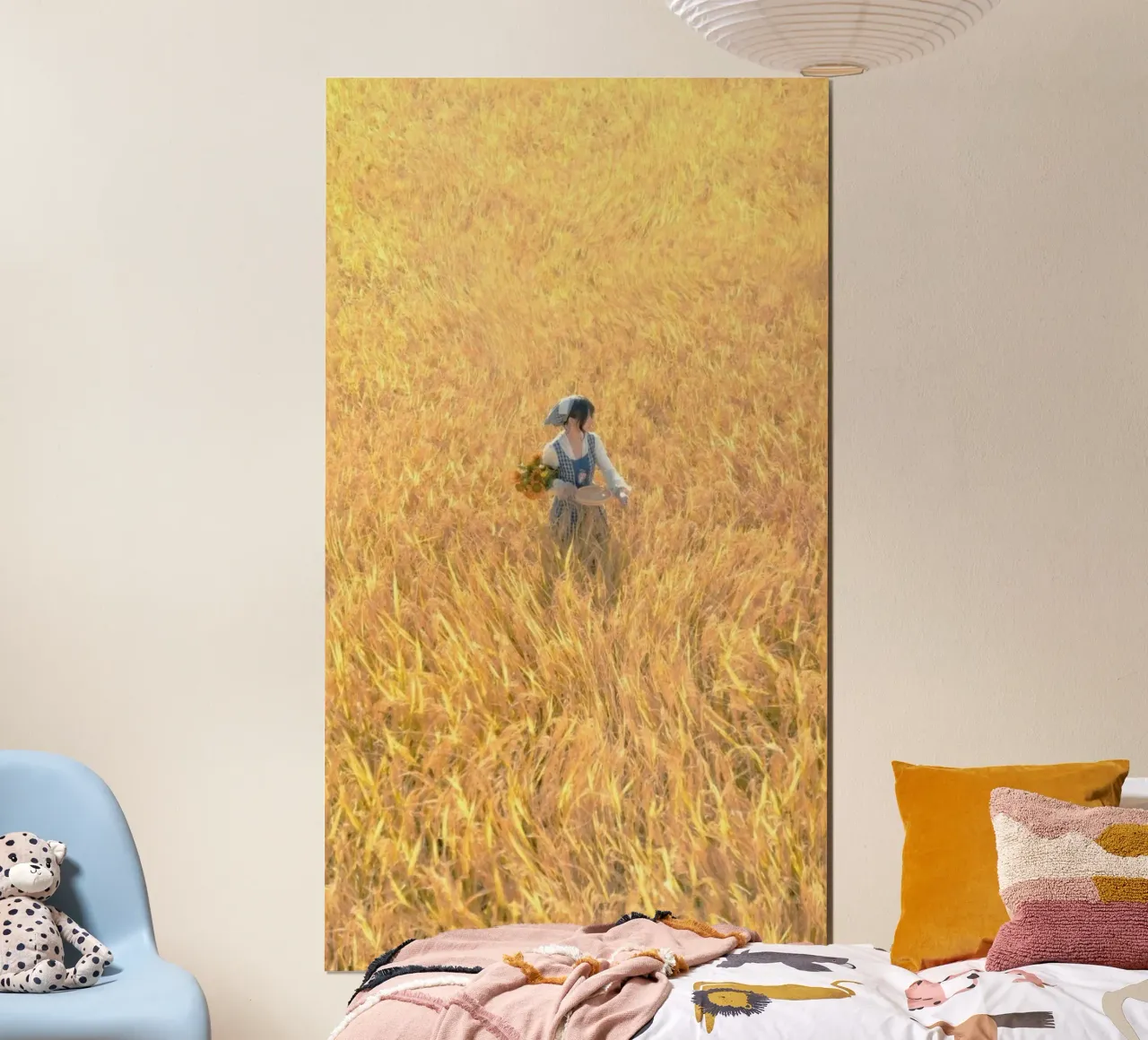 girl in yellow field poster con telaio in legno da hamily