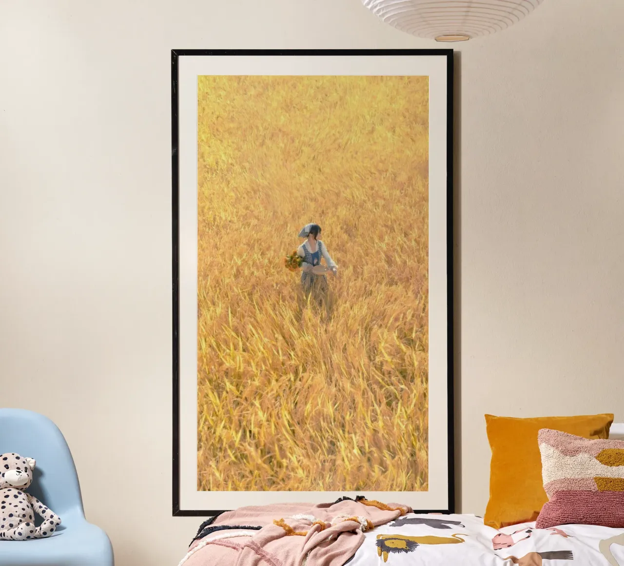 girl in yellow field poster con telaio in legno da hamily