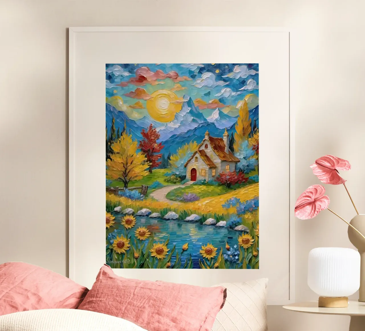 art draw house in land poster con telaio in alluminio da melts