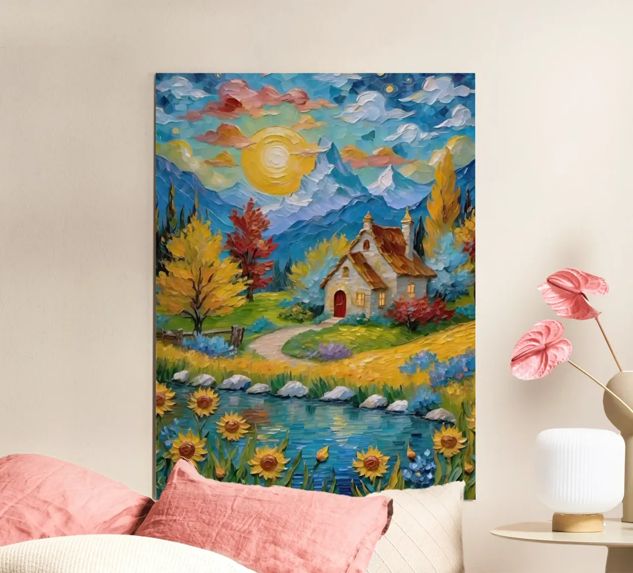 art draw house in land poster con telaio in alluminio da melts