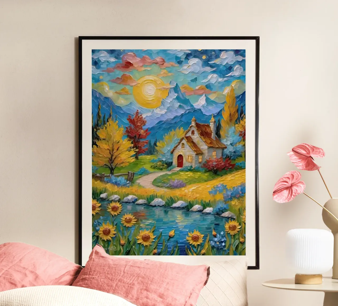 art draw house in land poster con telaio in alluminio da melts