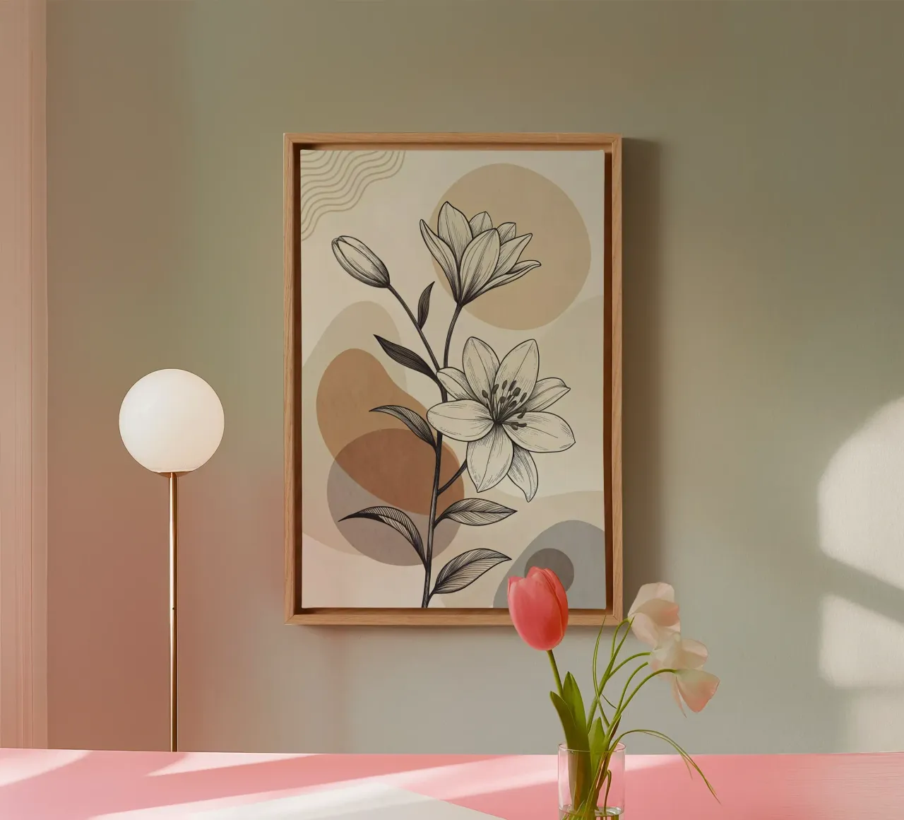 shape flower gradient lienzo con Marco flotante de hamily