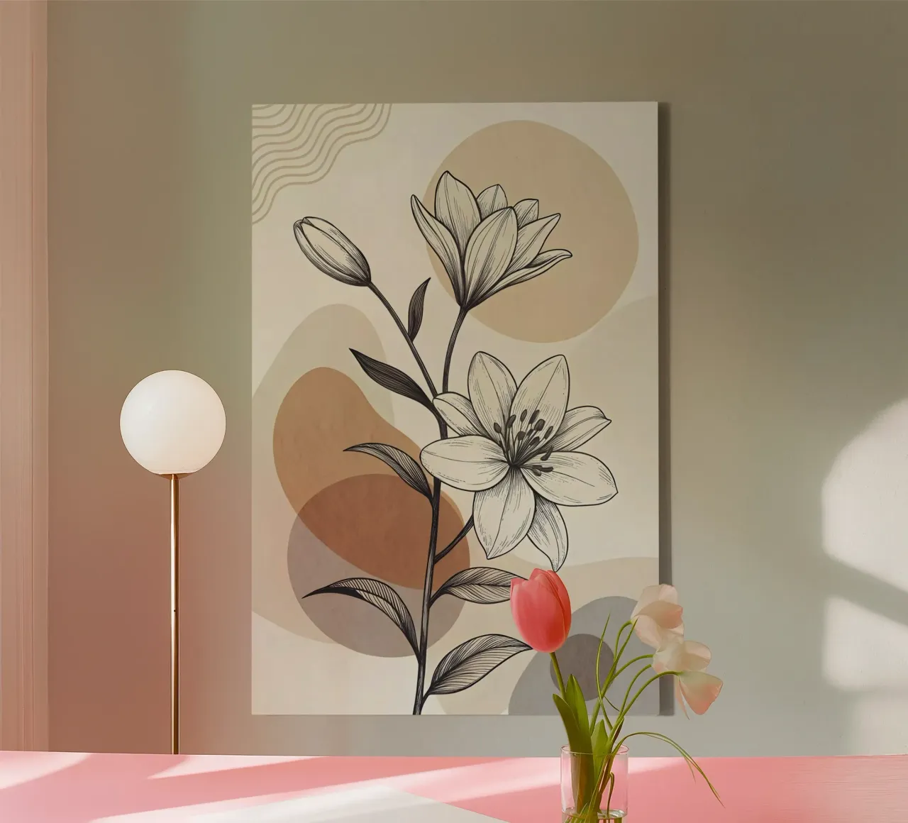 shape flower gradient lienzo con Marco flotante de hamily