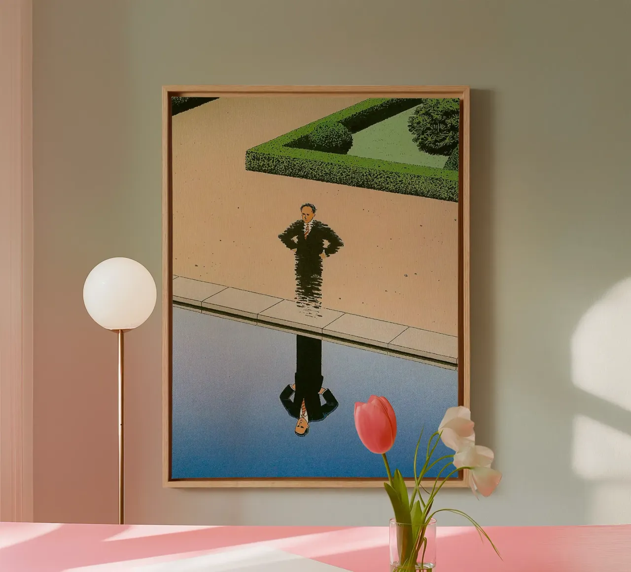 Man Reflection canvas with Floater frame by Marco Finkel