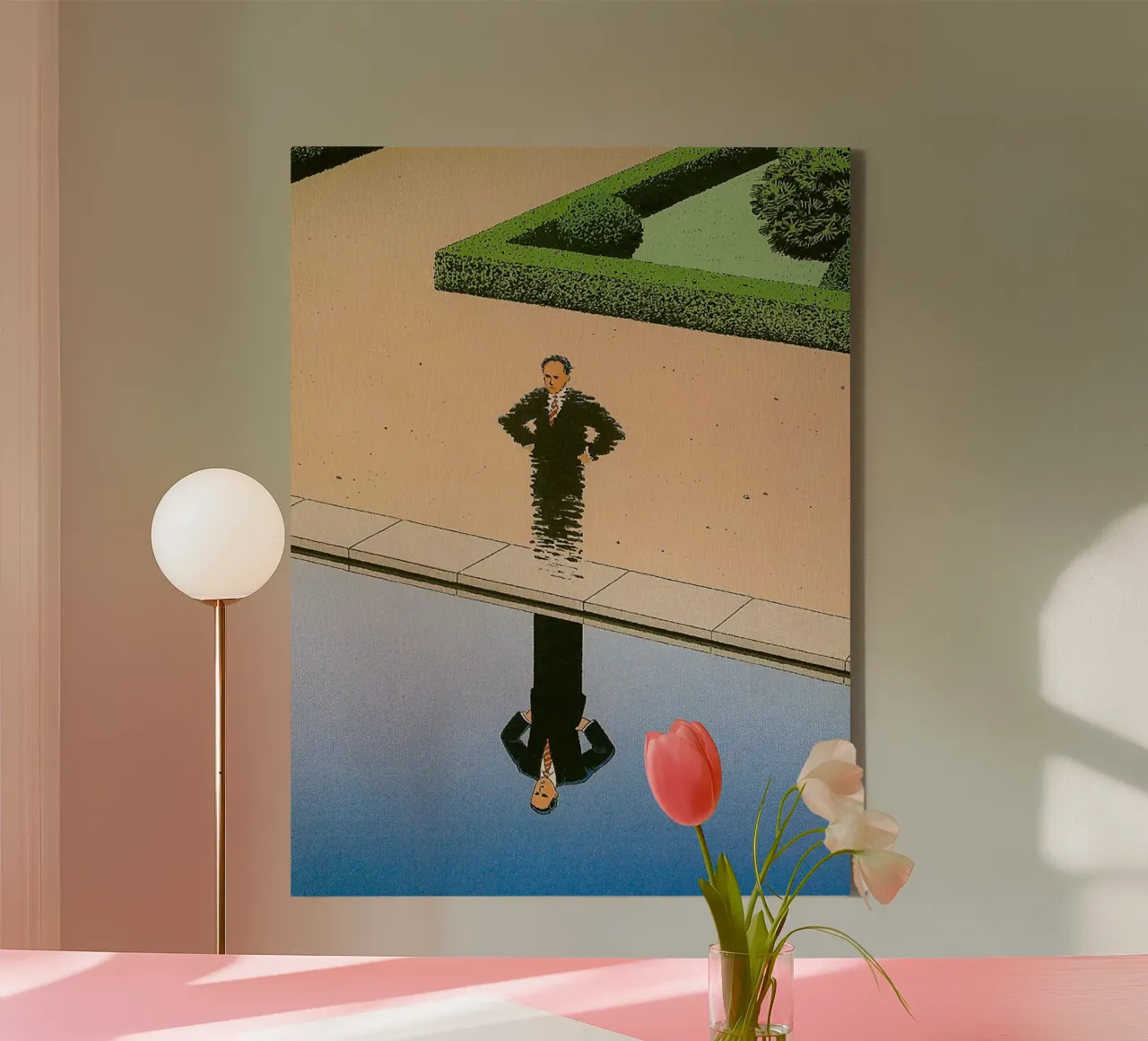 Man Reflection canvas with Floater frame by Marco Finkel