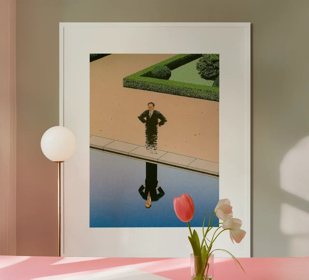 Riflessione sull'uomo poster con telaio in plastica da Marco Finkel