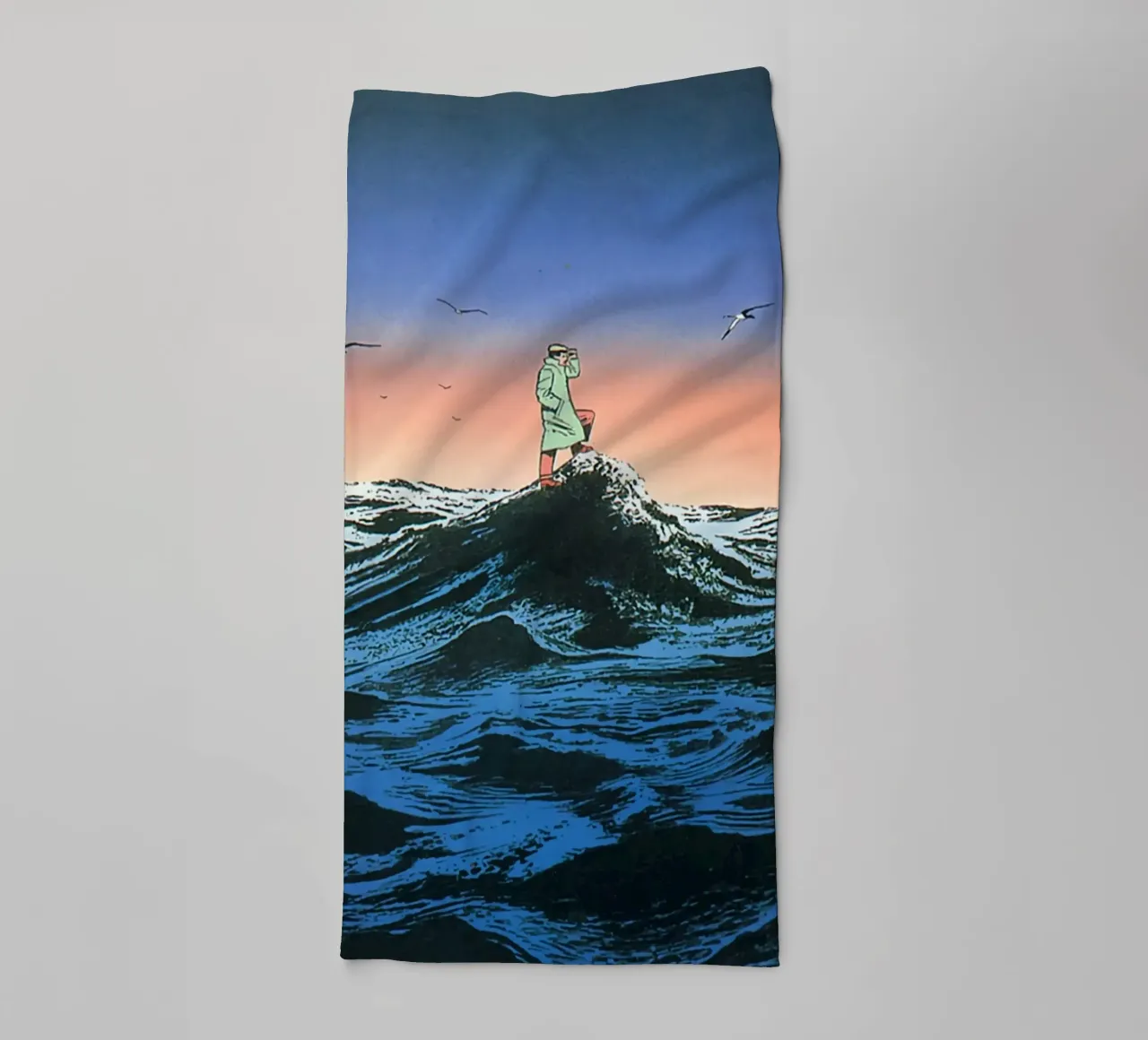 Man Standing In The Middle Of The Sea towel by Marco Finkel