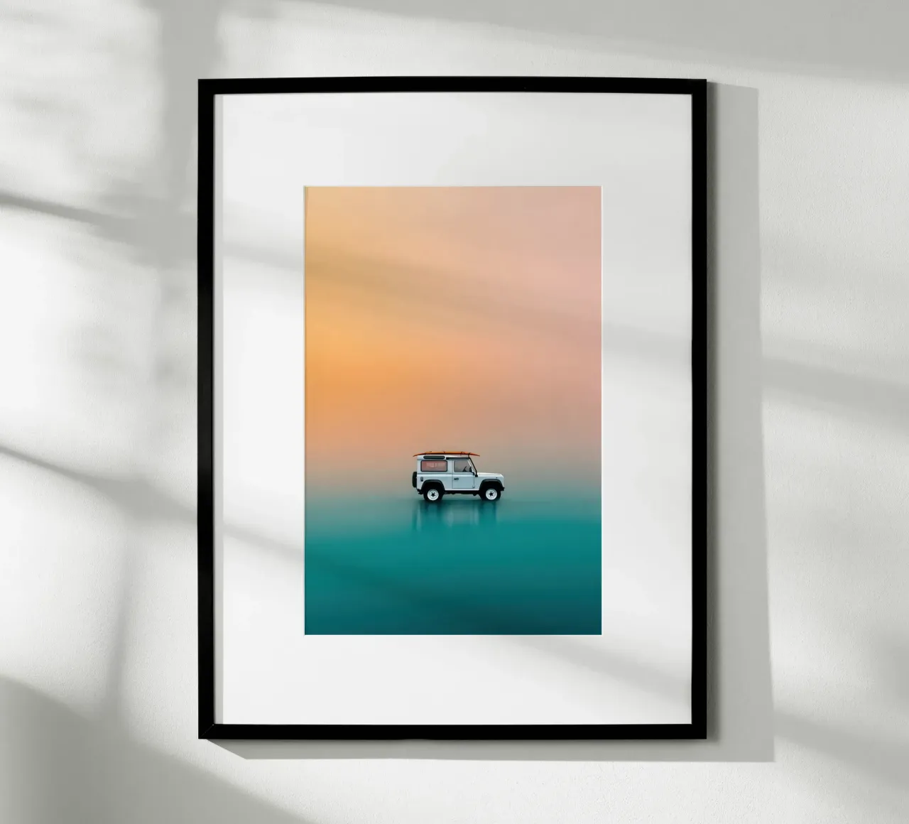 Driving to the beach Nr. 01 poster con telaio in legno da lazydaypaper
