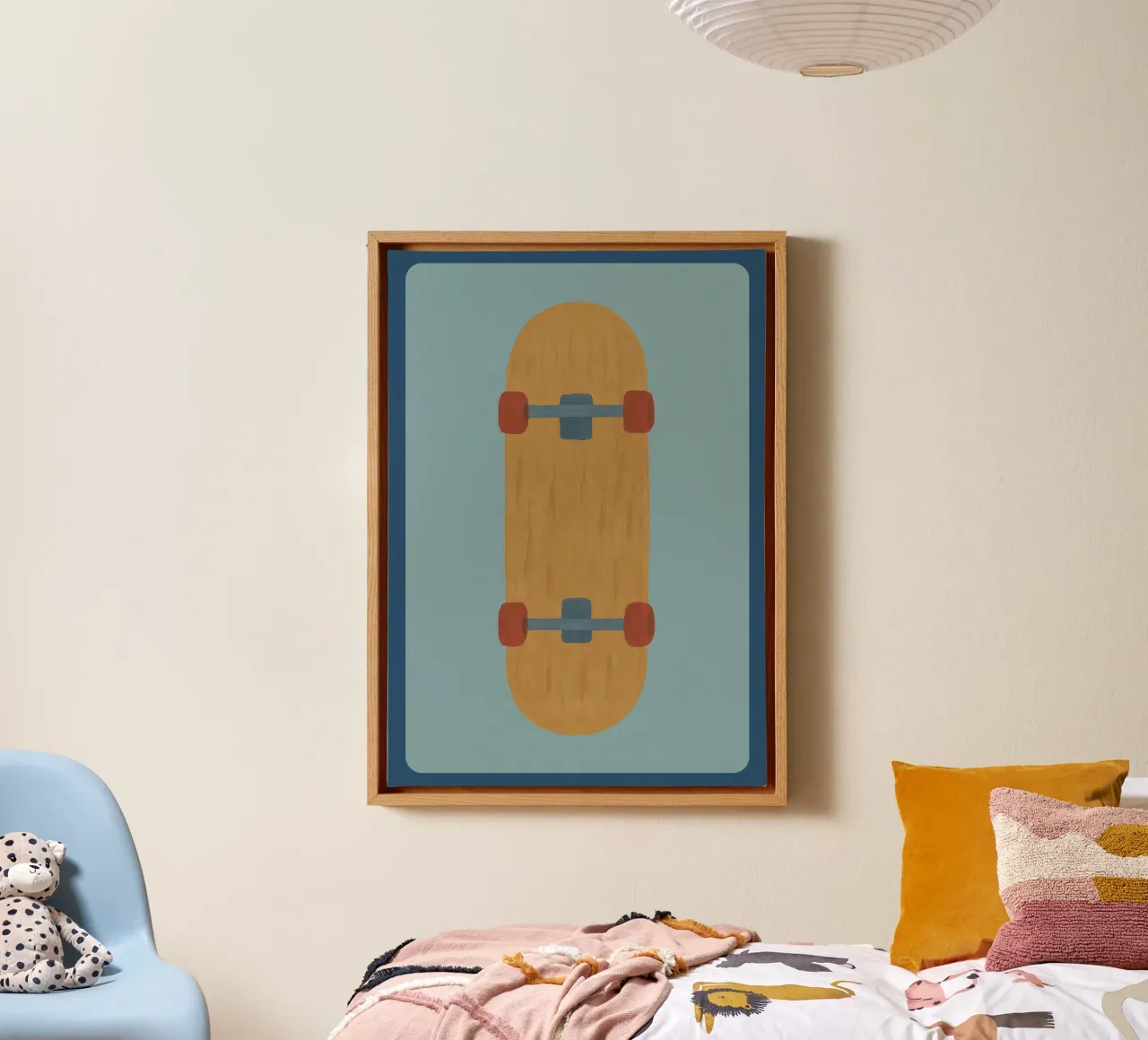 Skateboard Poster, Nursery Wall Art, Playroom Print canvas with Floater frame by Little Lola