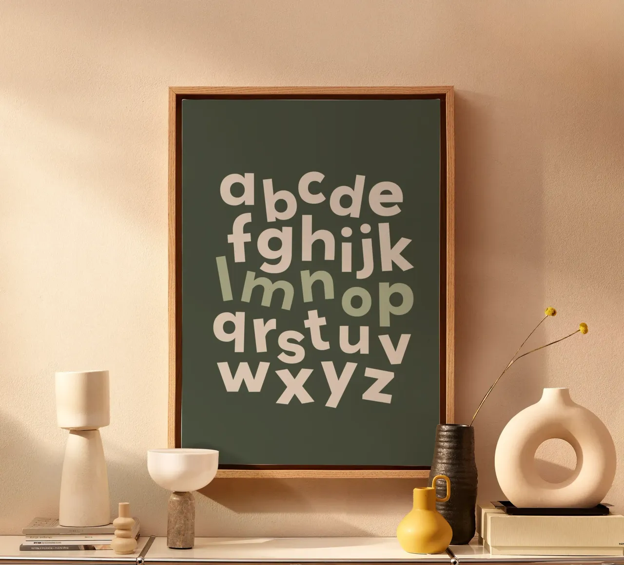 ABC Print, Alphabet Poster, Nursery Print, Playroom Decor canvas with Floater frame by Little Lola