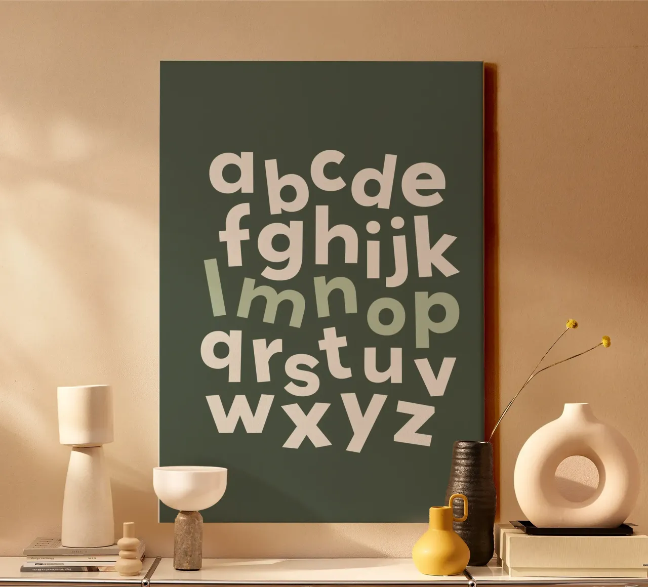 ABC Print, Alphabet Poster, Nursery Print, Playroom Decor canvas with Floater frame by Little Lola