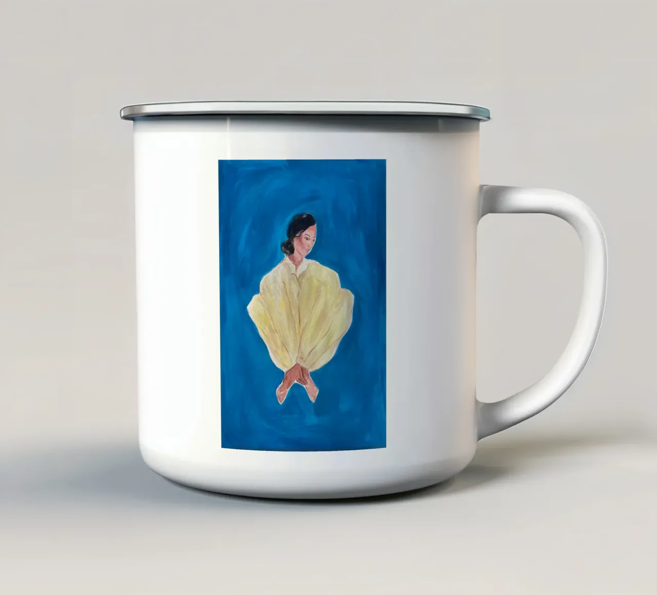 Donna in blu tazza in smalto da Kunst.der.Amelie