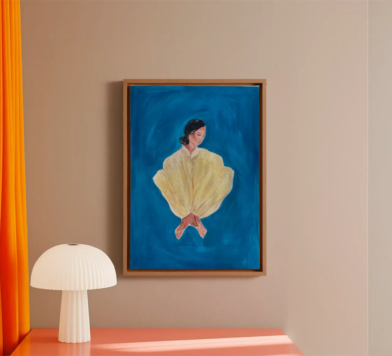 Vrouw in blauw canvas met Baklijst van Kunst.der.Amelie