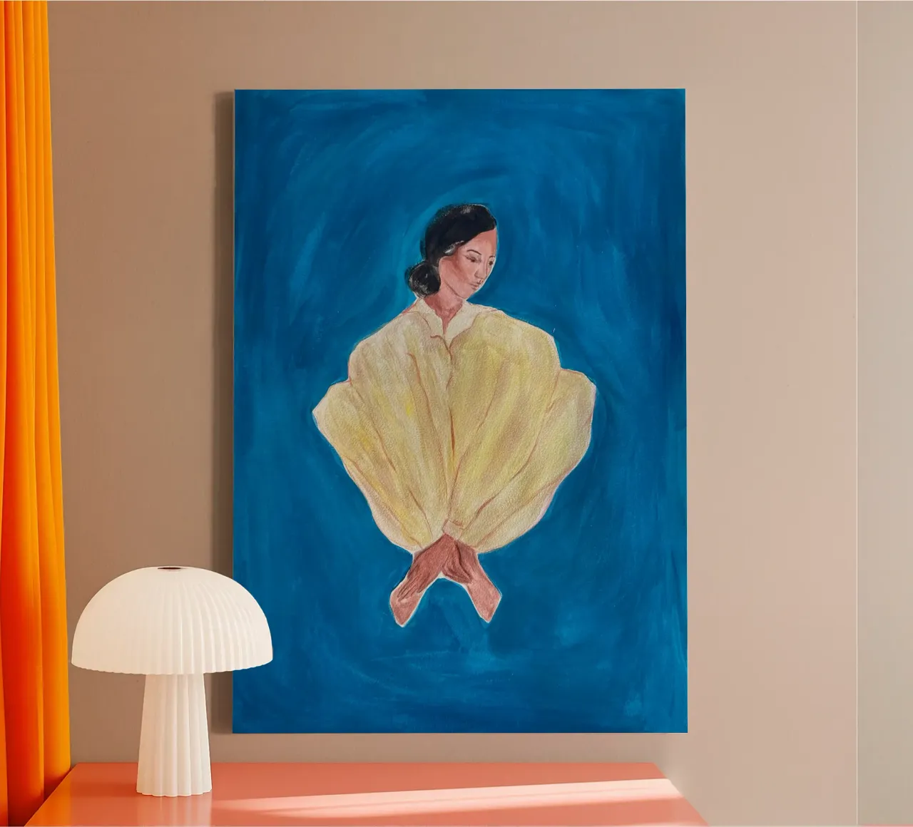 Vrouw in blauw canvas met Baklijst van Kunst.der.Amelie
