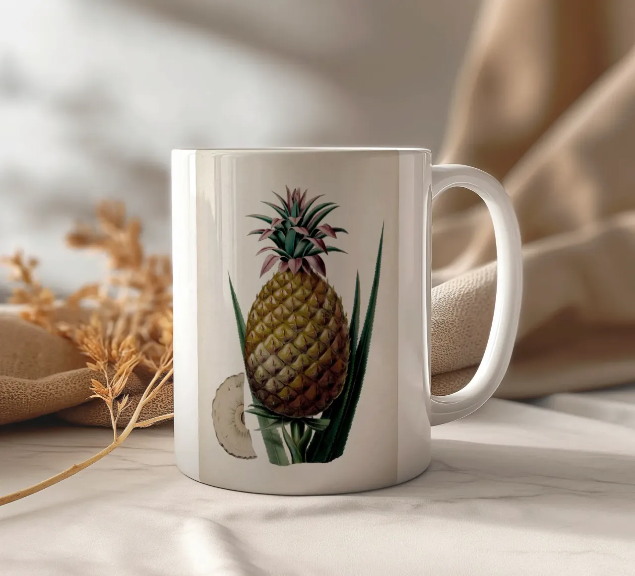 Vintage Denisse 7 Ananas Bromelia ceramic mug by Vintage Print Collection