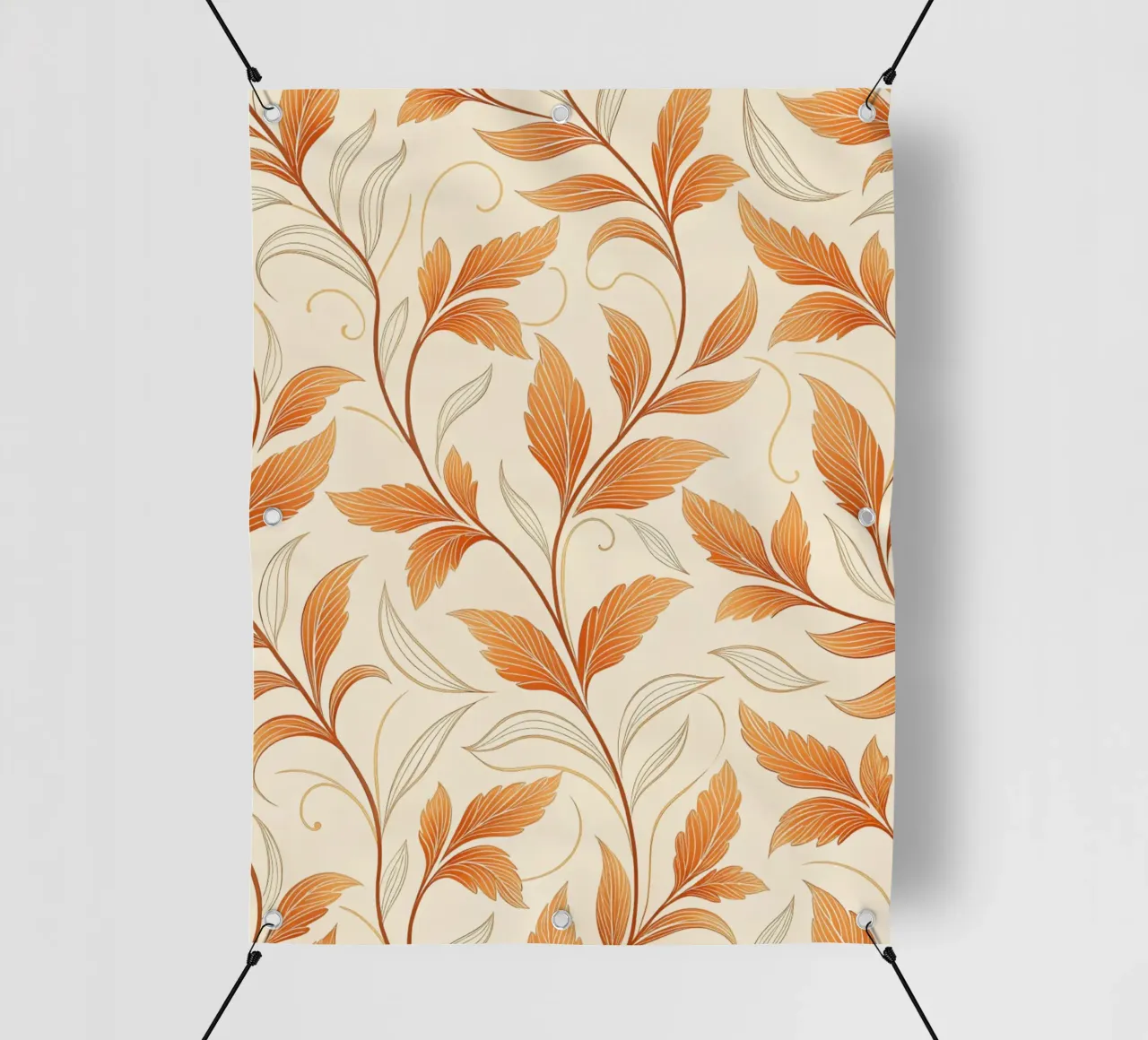 Vite d'autunno arancione e oro - Un tappeto damascato botanico telo in pvc da Artistic-shop