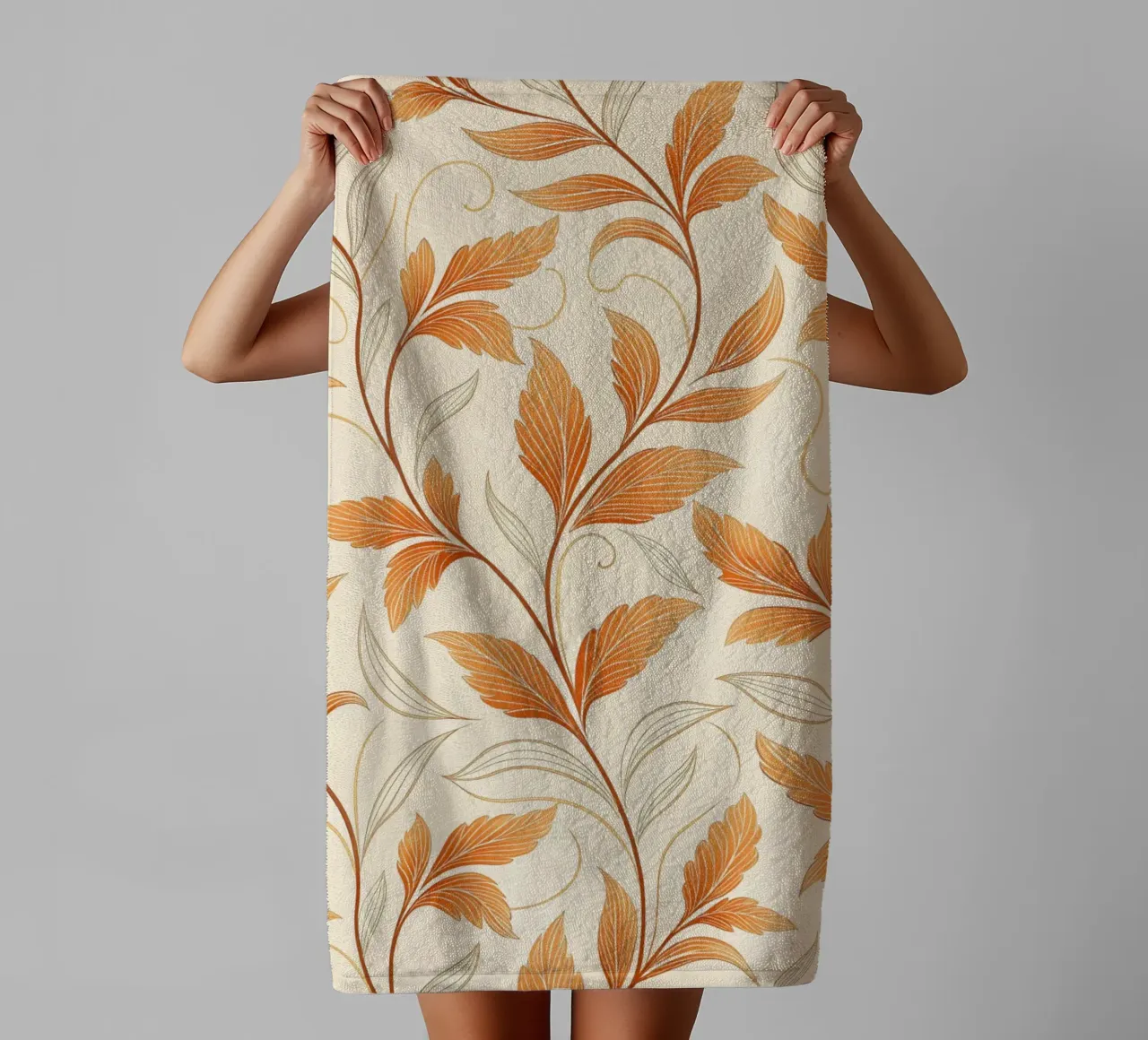Vite d'autunno arancione e oro - Un tappeto damascato botanico asciugamano da bagno da Artistic-shop