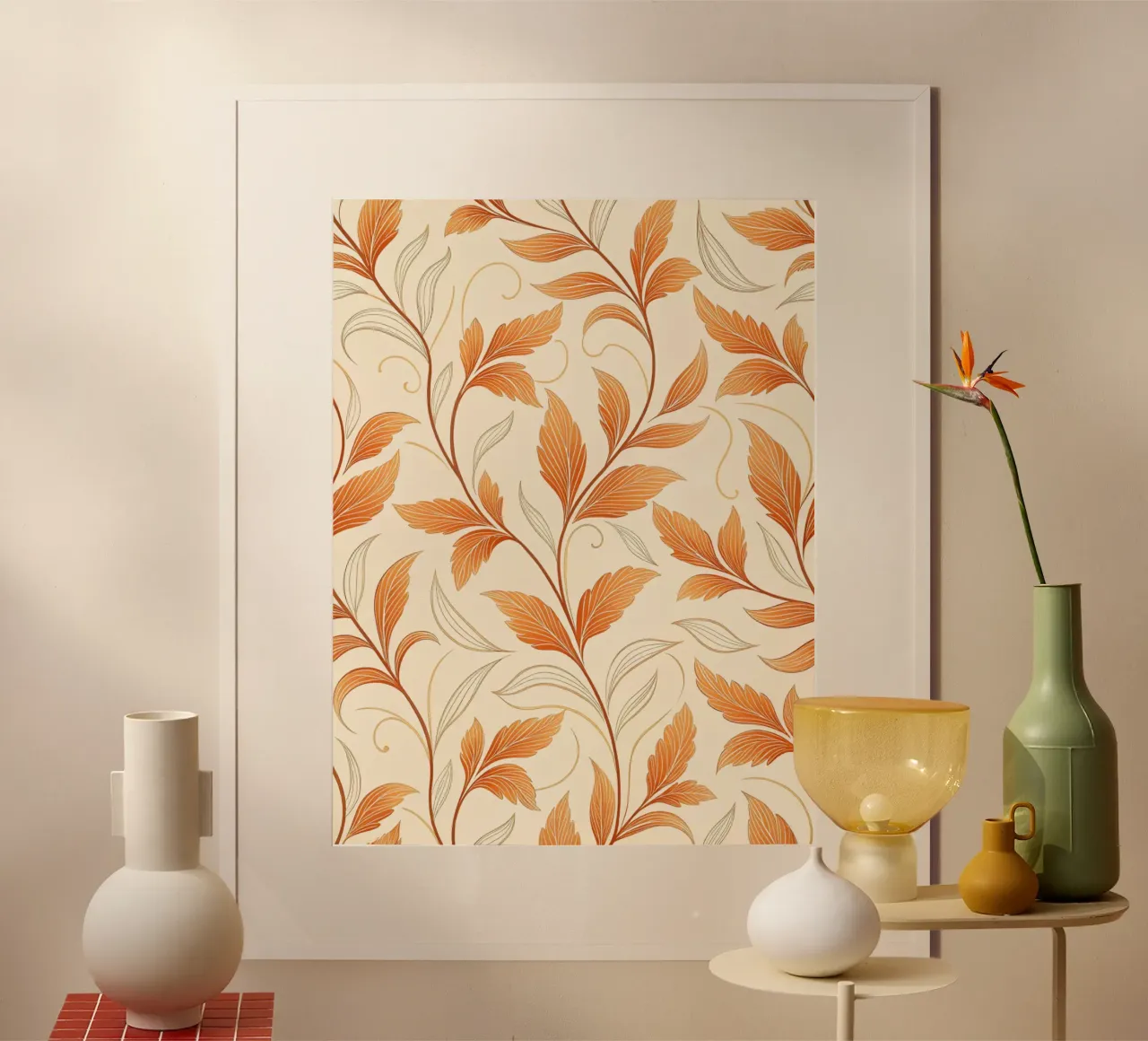Vite d'autunno arancione e oro - Un tappeto damascato botanico poster da Artistic-shop