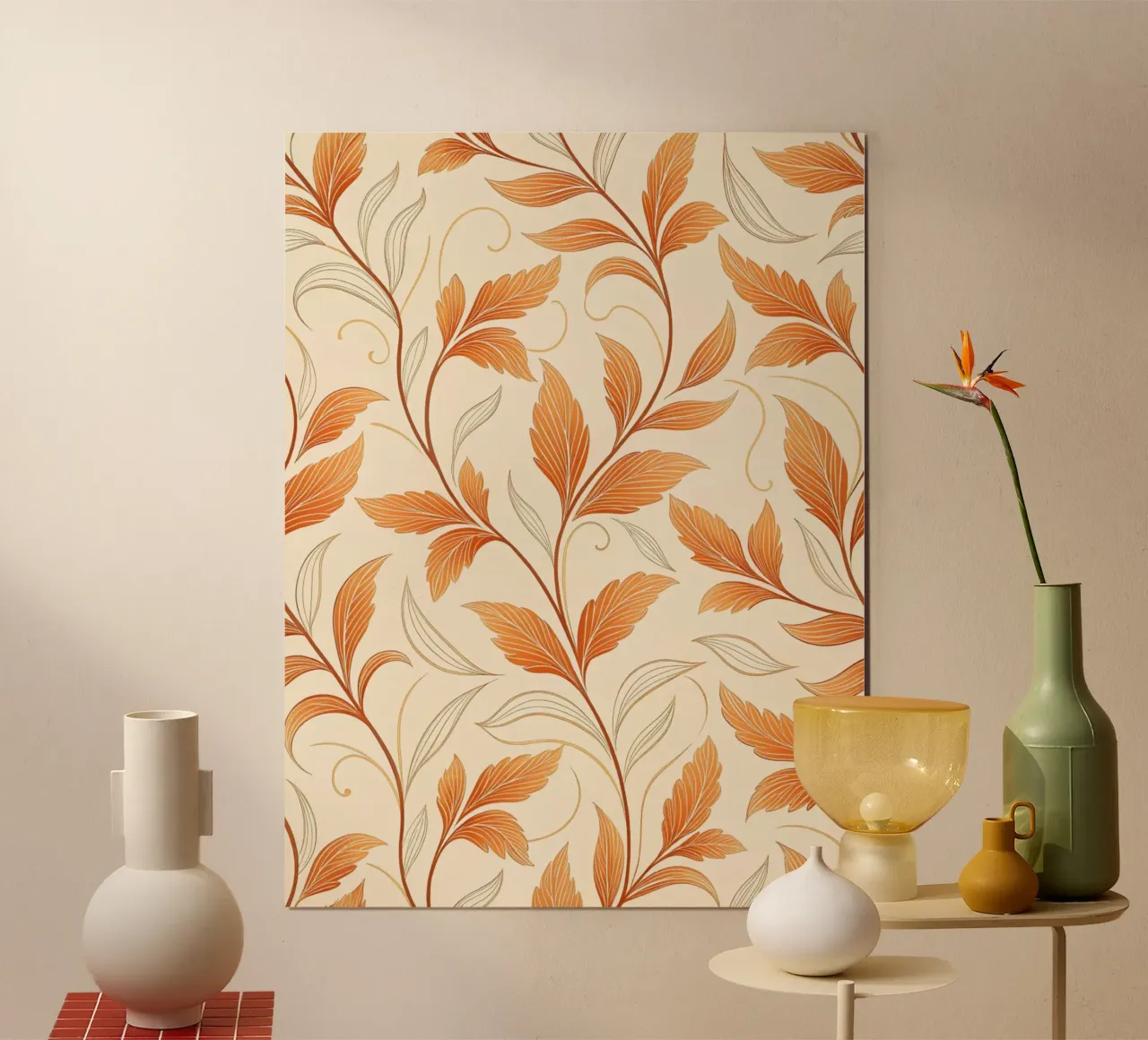 Vite d'autunno arancione e oro - Un tappeto damascato botanico poster da Artistic-shop