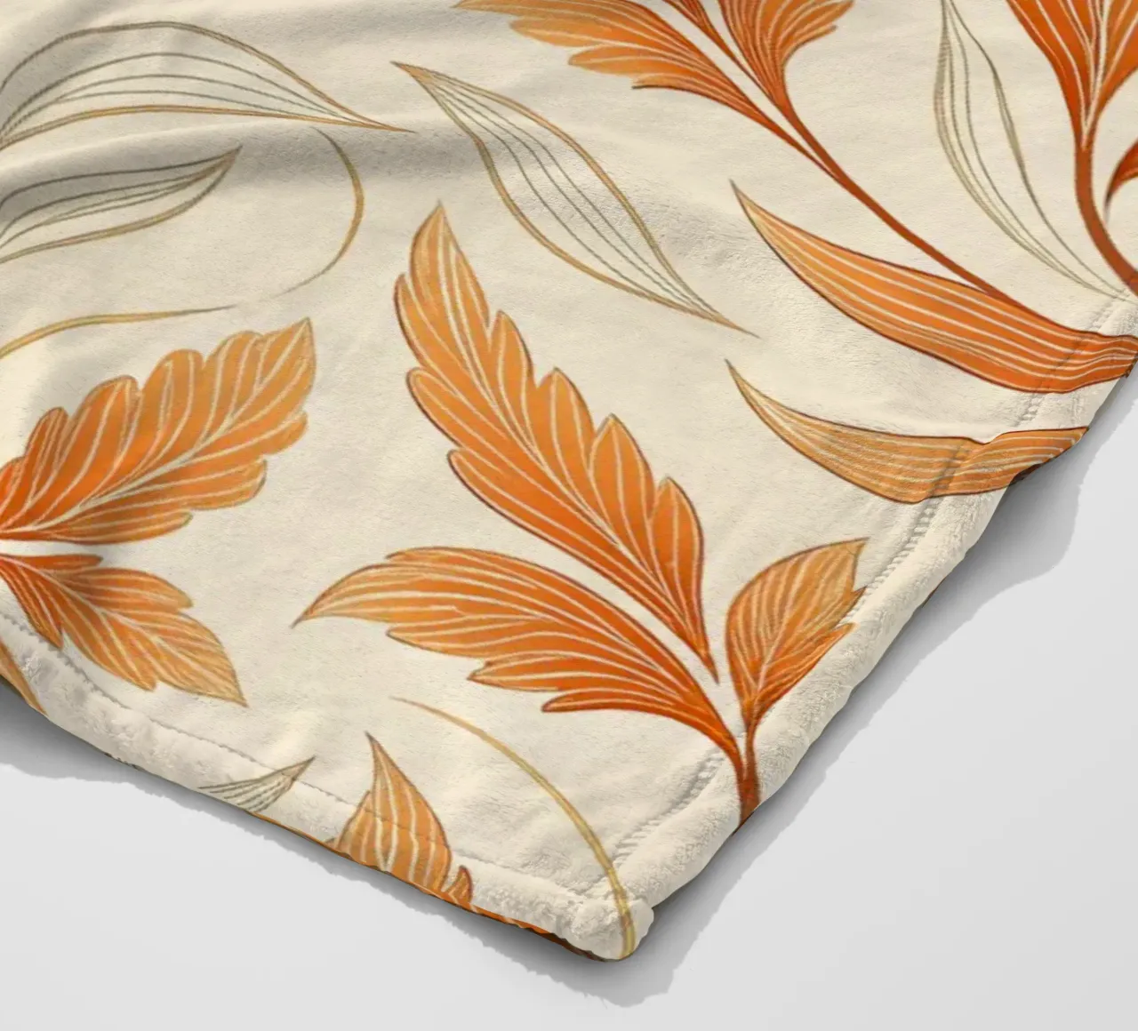 Vite d'autunno arancione e oro - Un tappeto damascato botanico coperta in pile da Artistic-shop