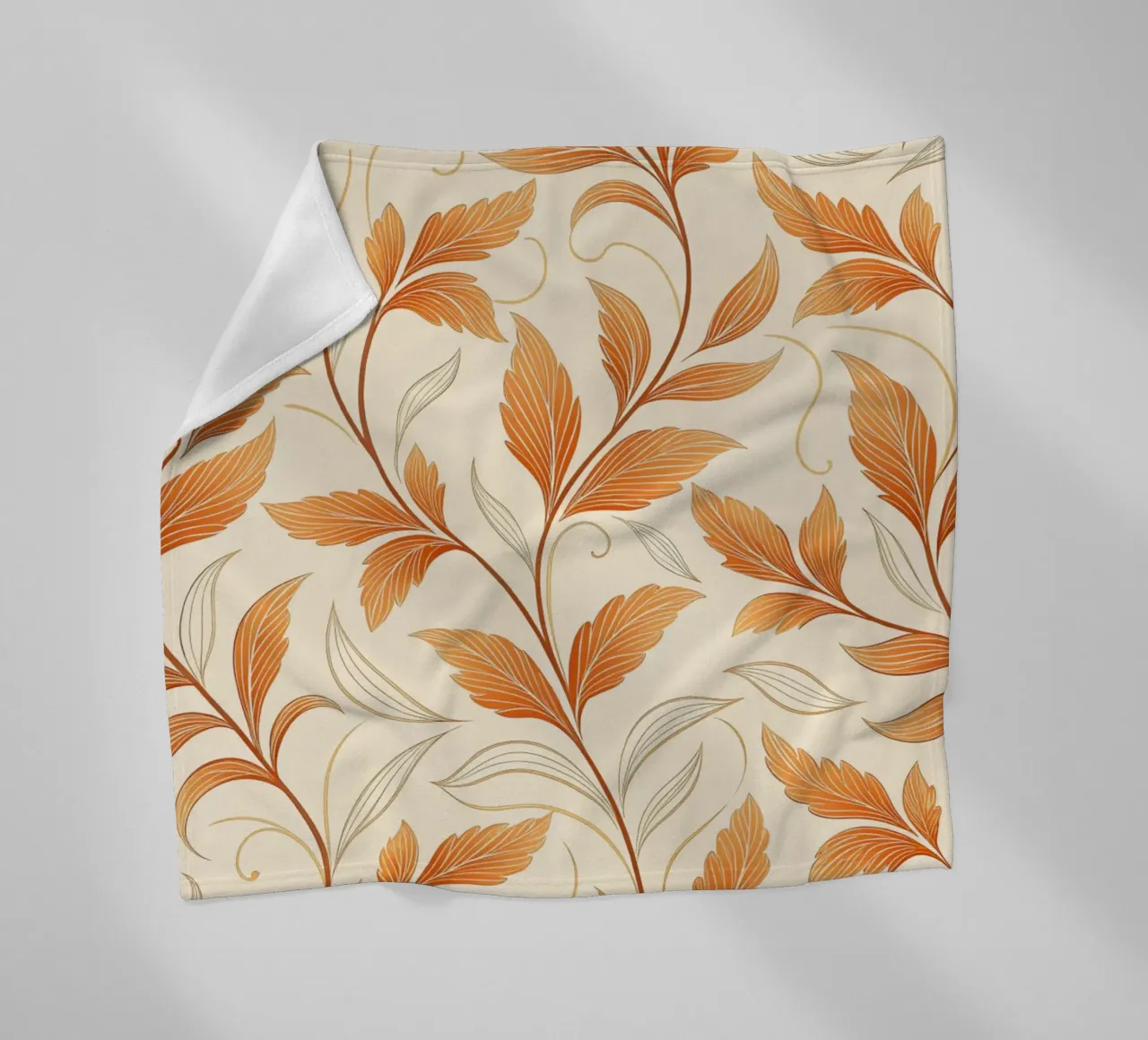 Vite d'autunno arancione e oro - Un tappeto damascato botanico coperta in pile da Artistic-shop
