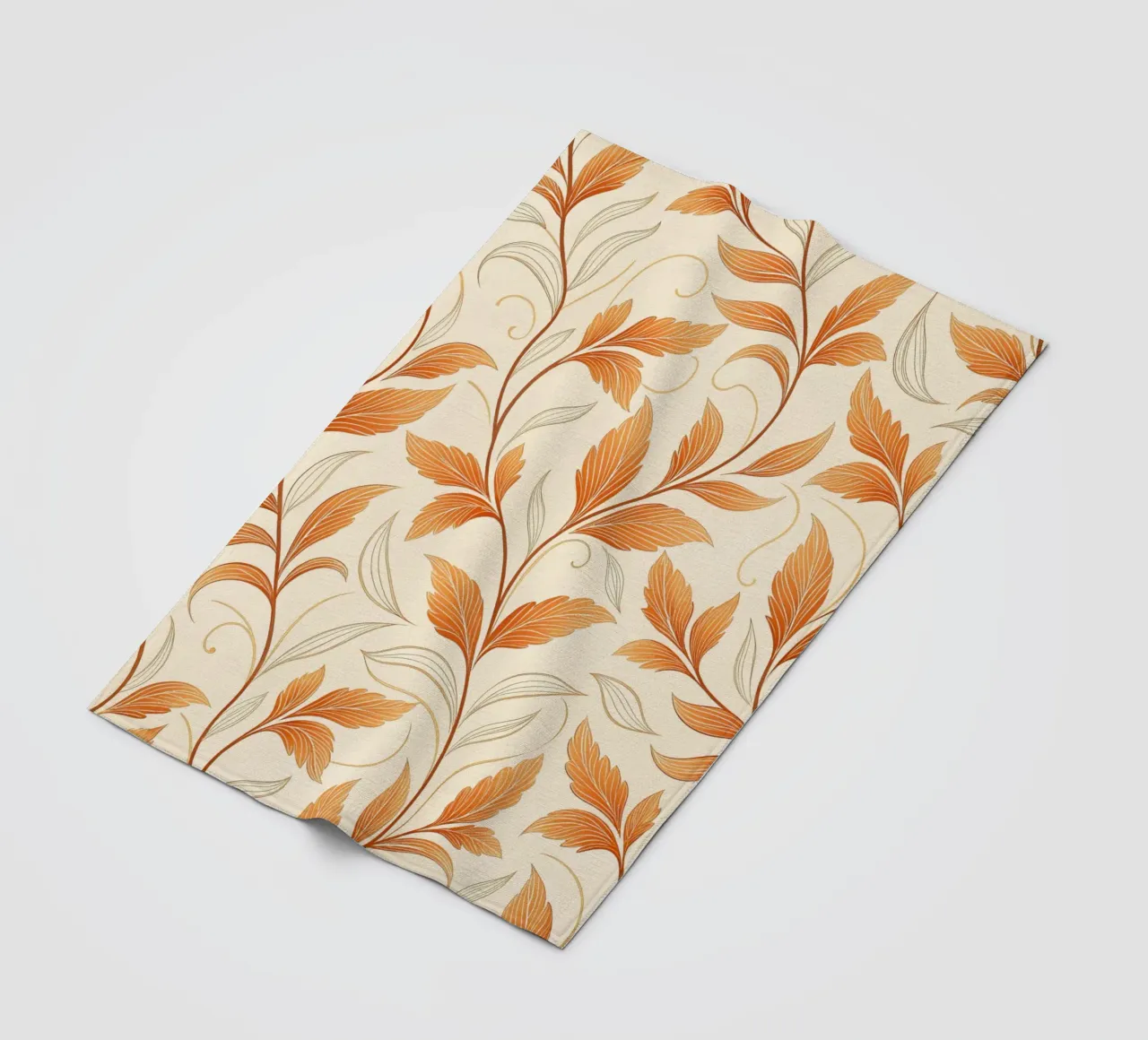 Vite d'autunno arancione e oro - Un tappeto damascato botanico coperta in pile da Artistic-shop