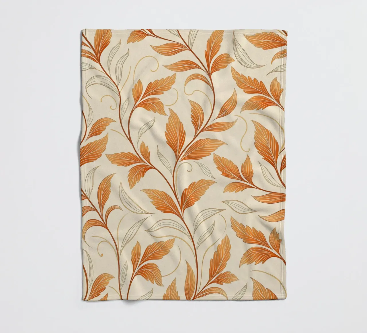 Vite d'autunno arancione e oro - Un tappeto damascato botanico coperta in pile da Artistic-shop