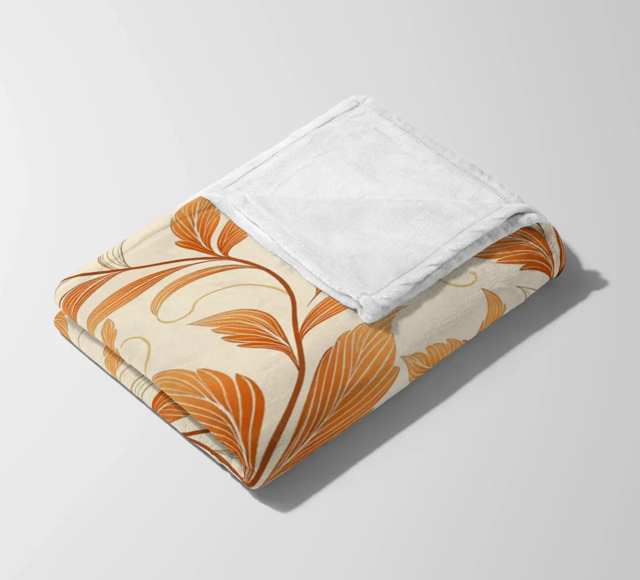 Vite d'autunno arancione e oro - Un tappeto damascato botanico coperta in pile da Artistic-shop