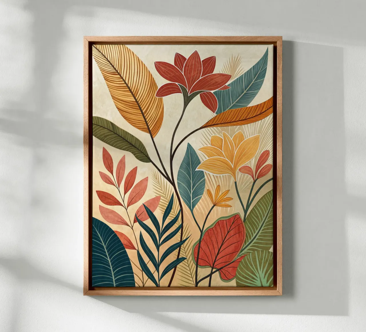 Serenità tropicale: Giardino botanico floreale disegnato a mano Pr tela con Cornice a cassetta da Artistic-shop