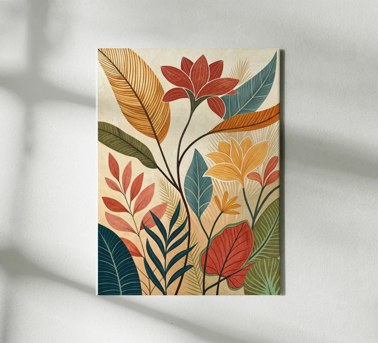 Serenità tropicale: Giardino botanico floreale disegnato a mano Pr tela con Cornice a cassetta da Artistic-shop