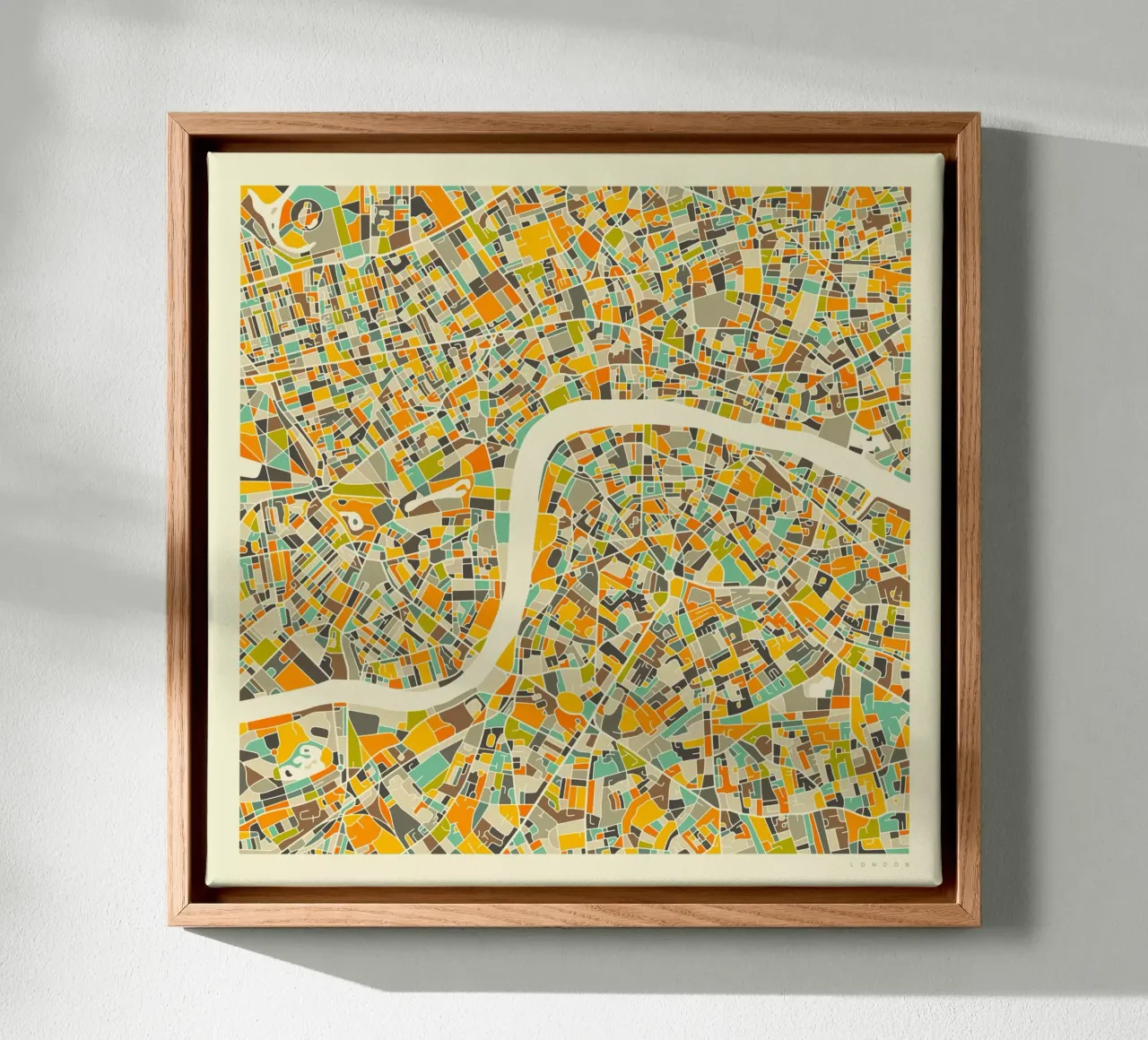 Mappa di Londra tela con Cornice a cassetta da Jazzberry Blue