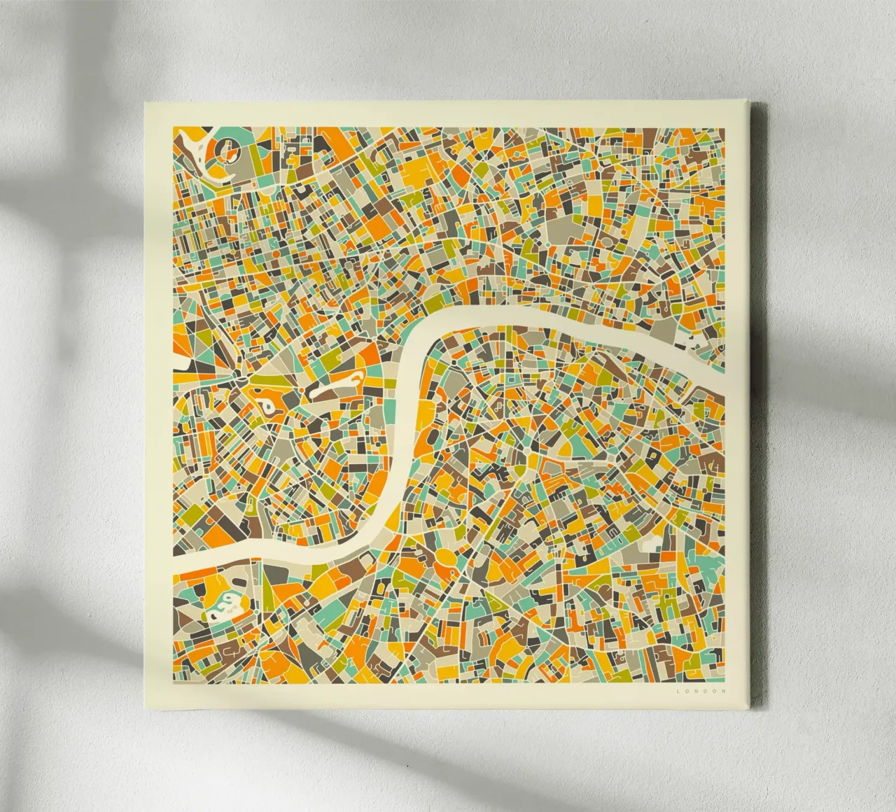 Mappa di Londra tela con Cornice a cassetta da Jazzberry Blue