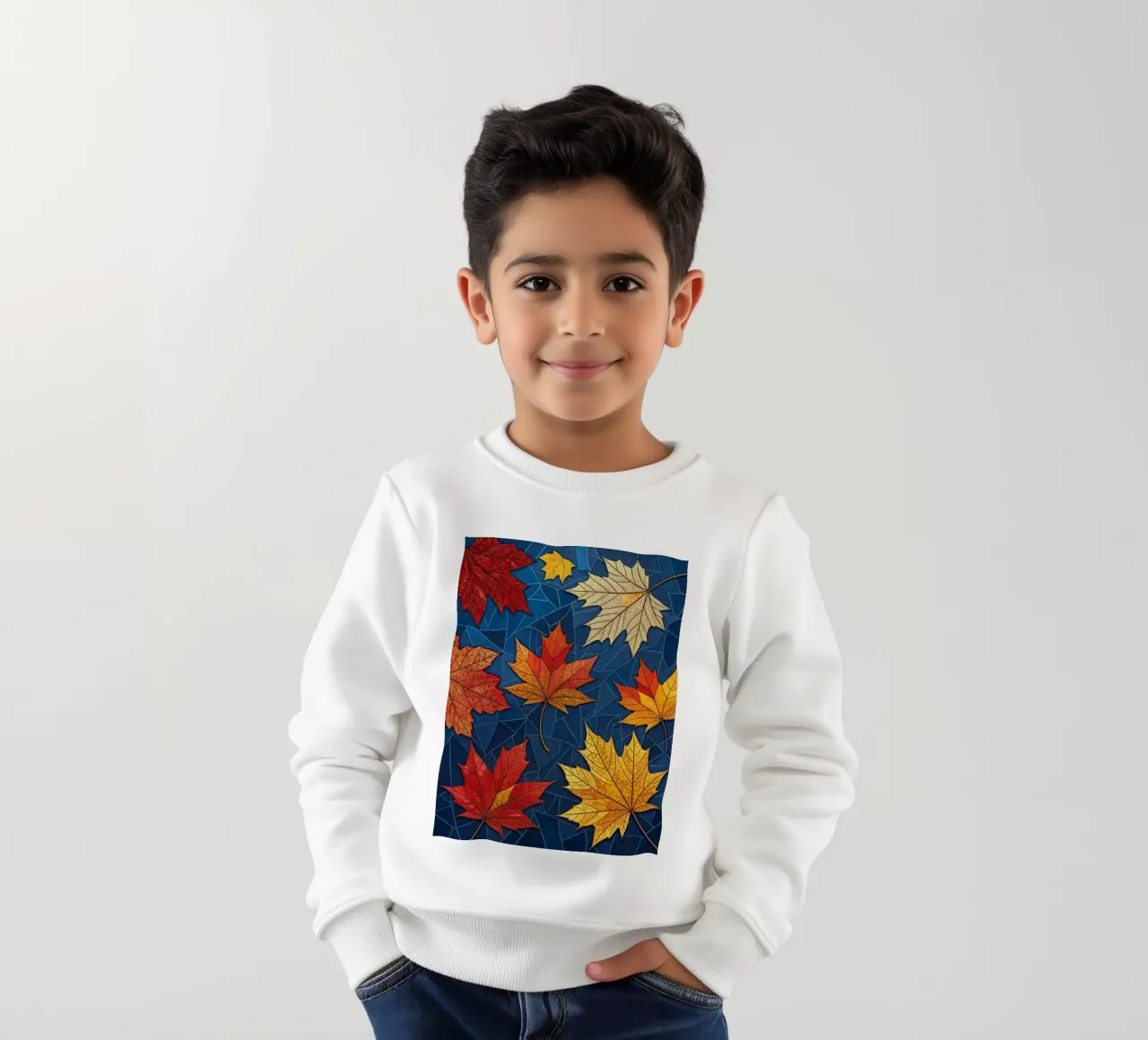 Mosaico d'autunno: un arazzo di foglie d'acero cadute felpa bambino da Artistic-shop