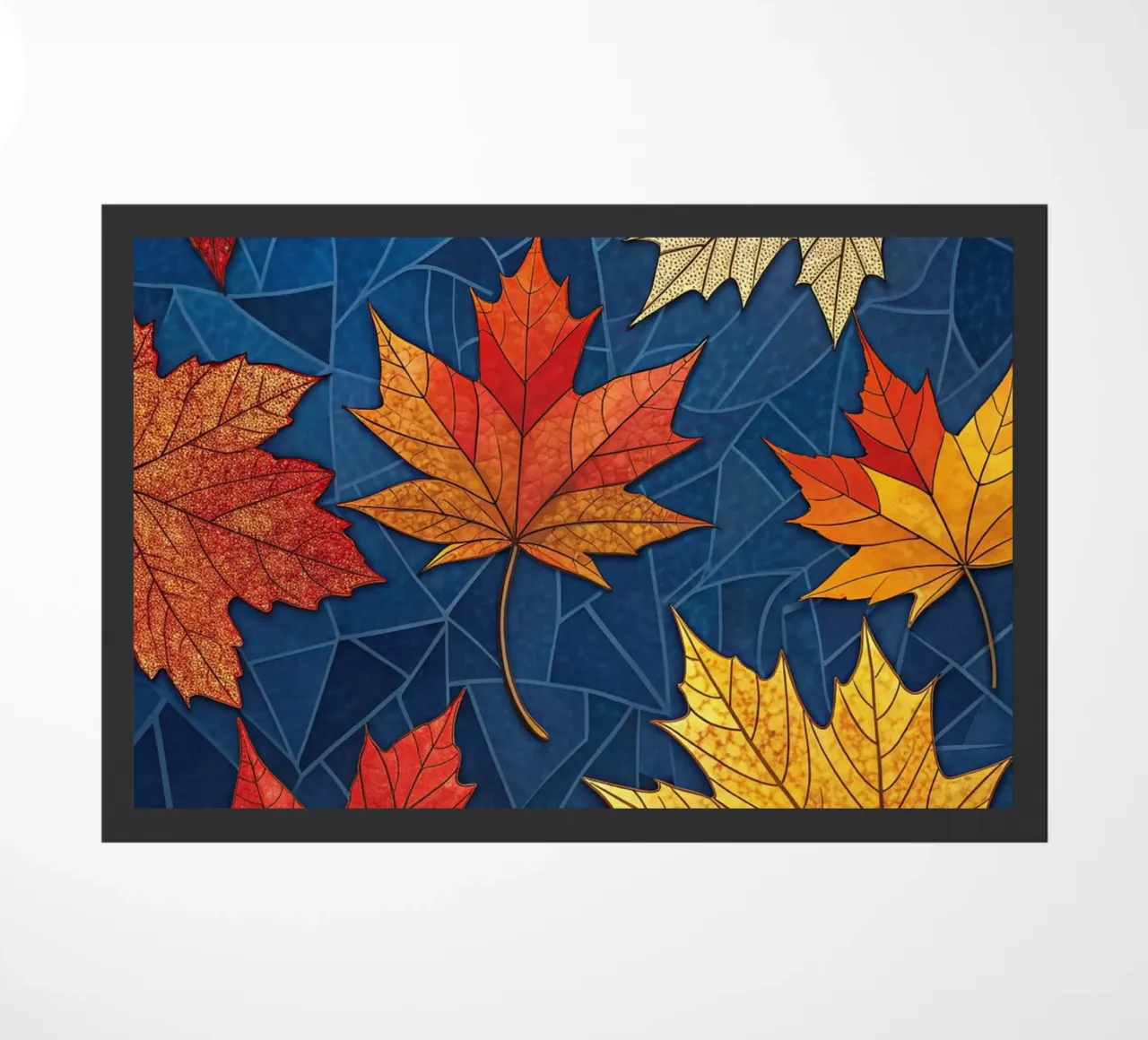 Mosaico d'autunno: un arazzo di foglie d'acero cadute zerbino da Artistic-shop