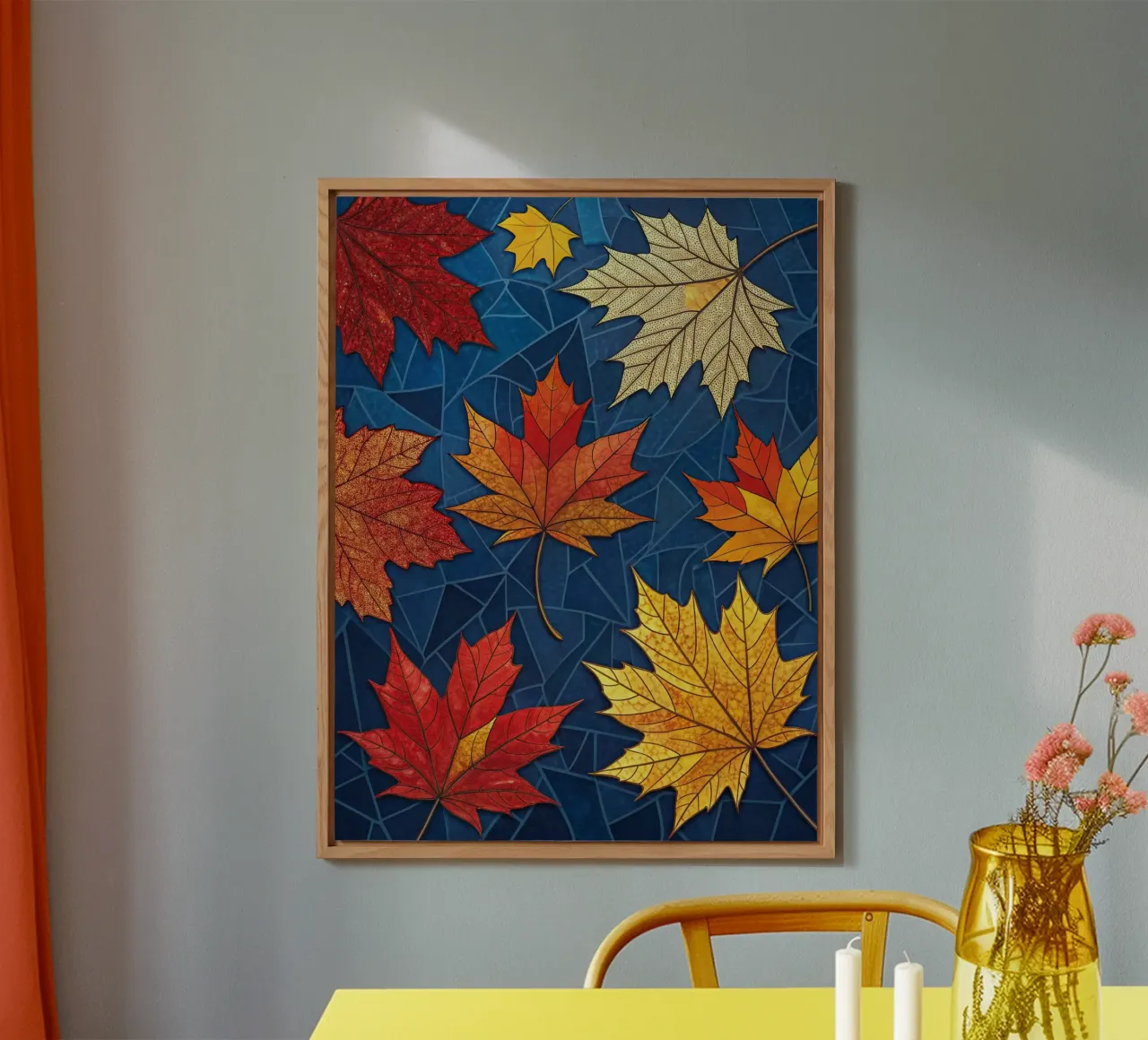 Mosaico d'autunno: un arazzo di foglie d'acero cadute alluminio dibond da Artistic-shop