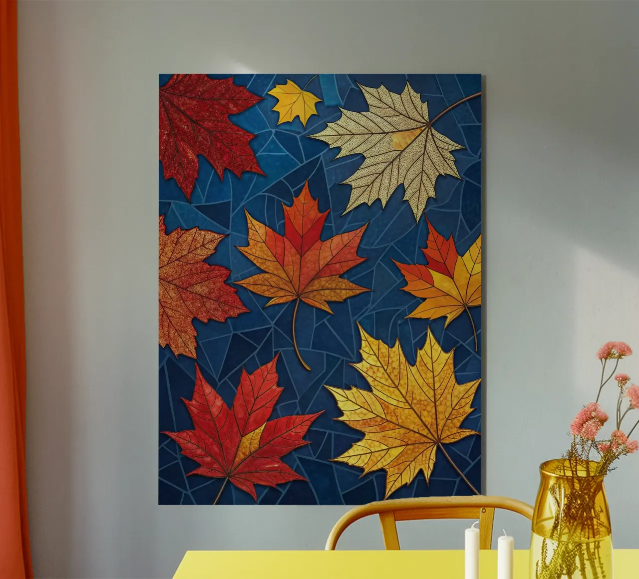 Mosaico d'autunno: un arazzo di foglie d'acero cadute alluminio dibond da Artistic-shop