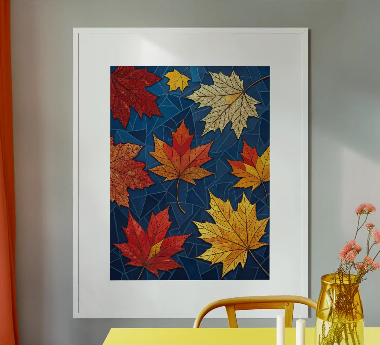 Autumn's Mosaic: A Tapestry of Fallen Maple Leaves poster by Artistic-shop