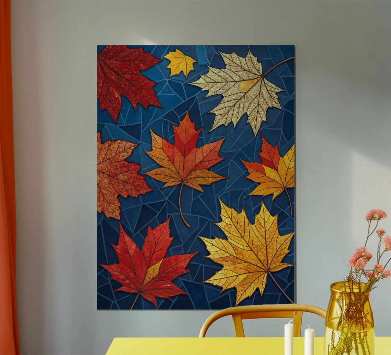 Autumn's Mosaic: A Tapestry of Fallen Maple Leaves poster by Artistic-shop