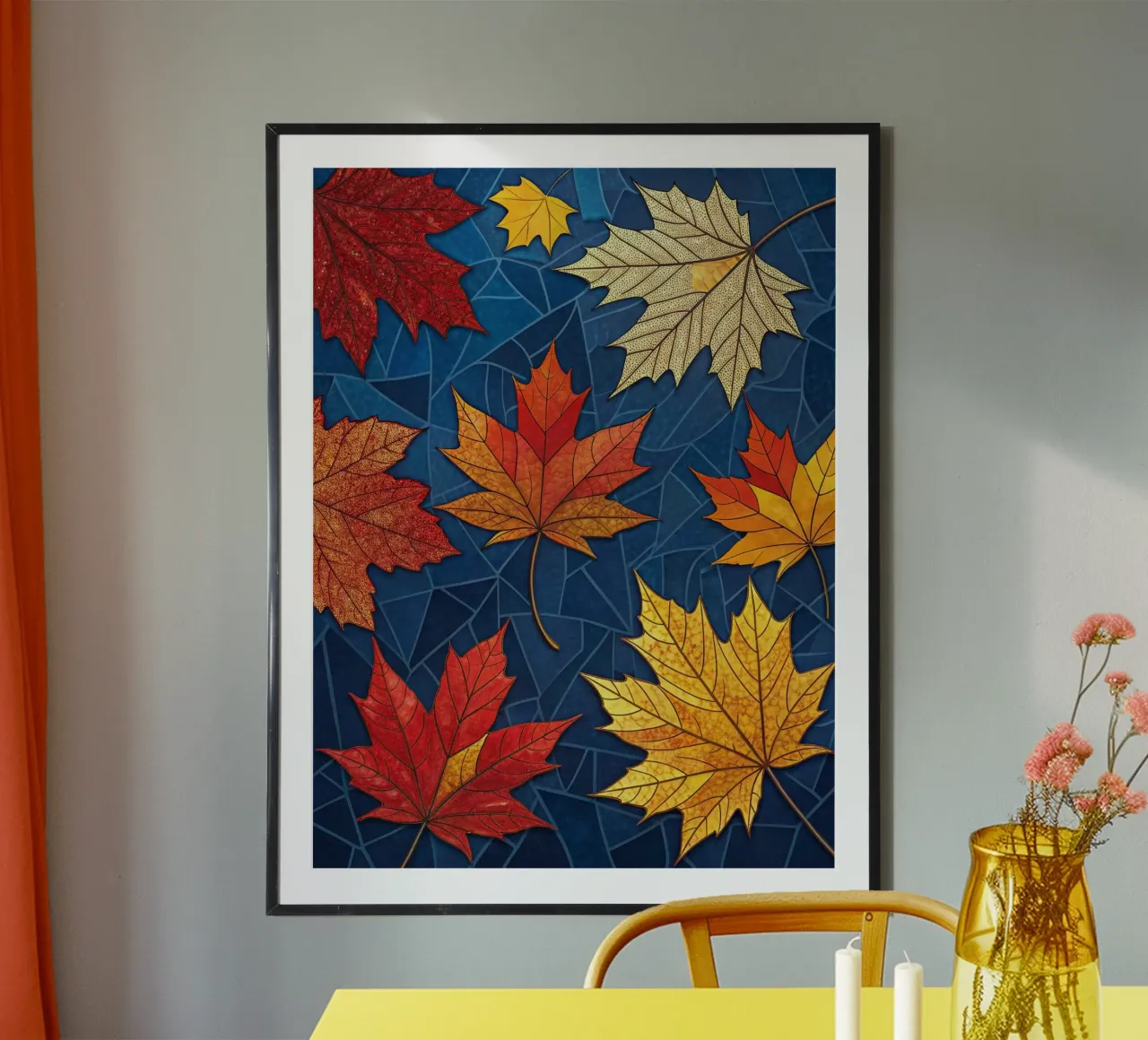 Autumn's Mosaic: A Tapestry of Fallen Maple Leaves poster by Artistic-shop