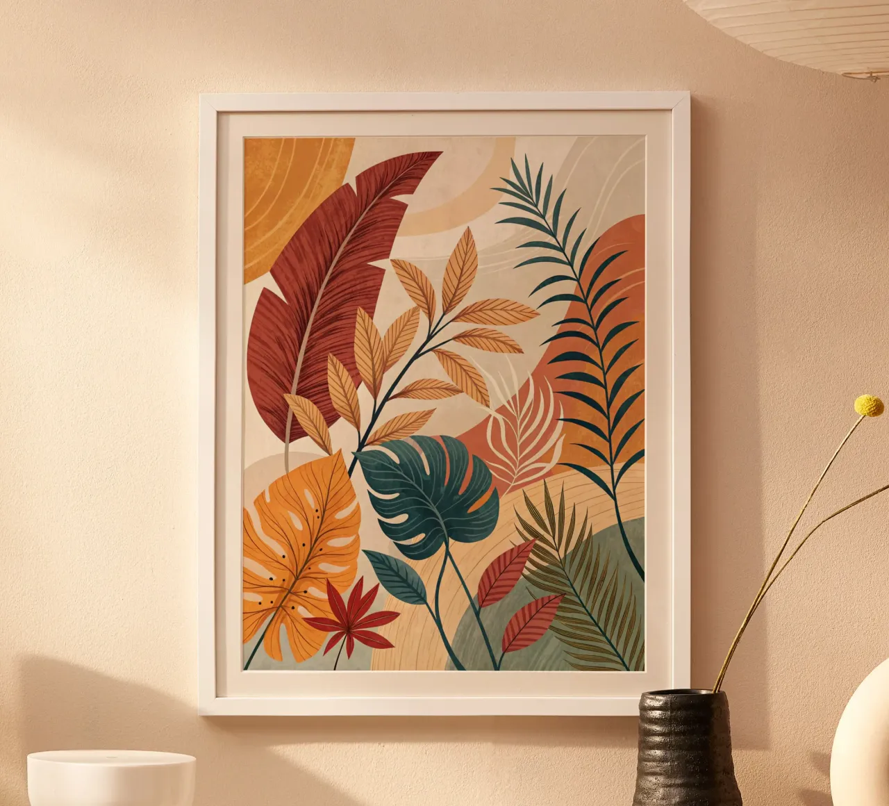 Fogliame tropicale e forme astratte poster da Artistic-shop