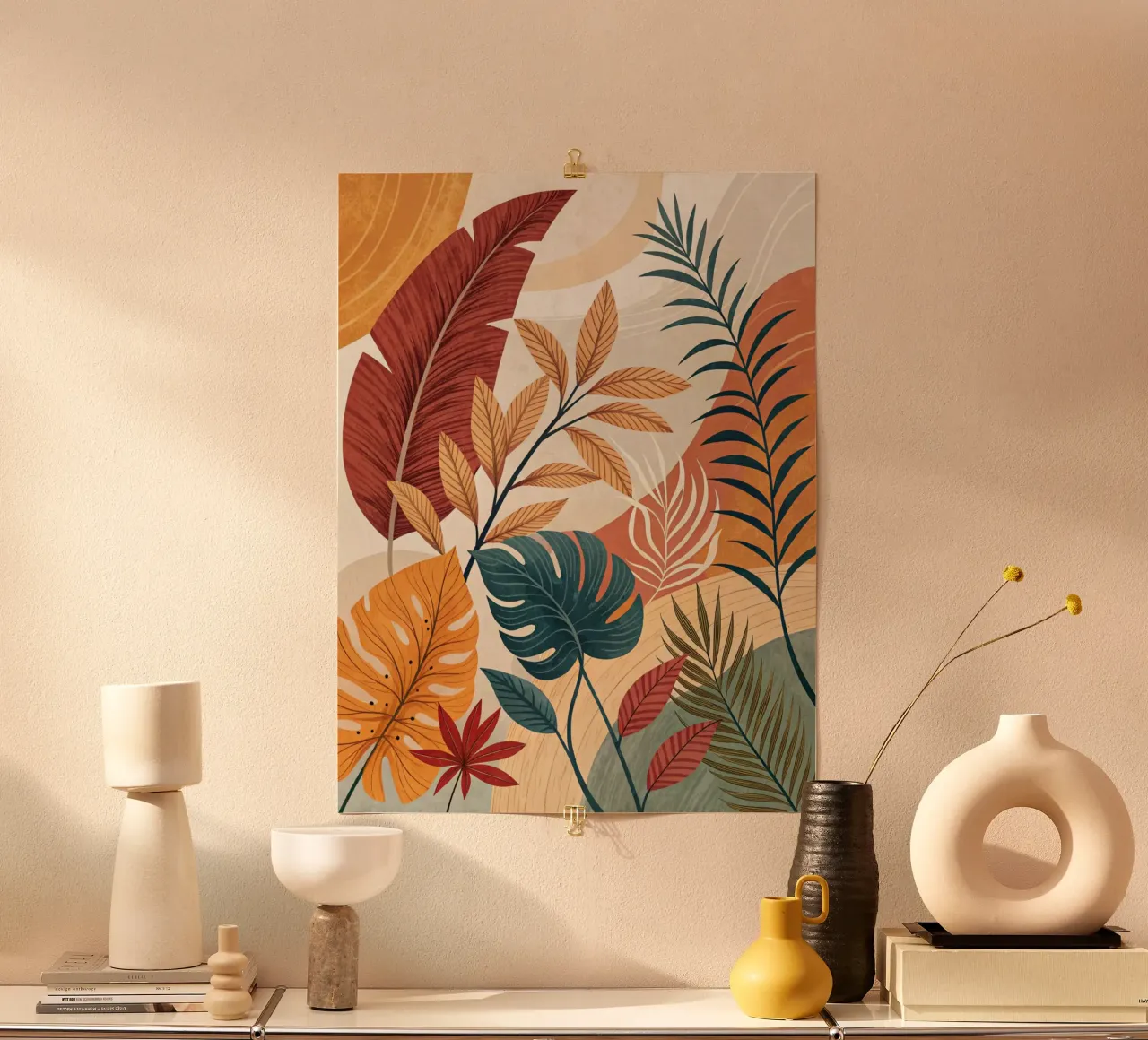Fogliame tropicale e forme astratte poster da Artistic-shop