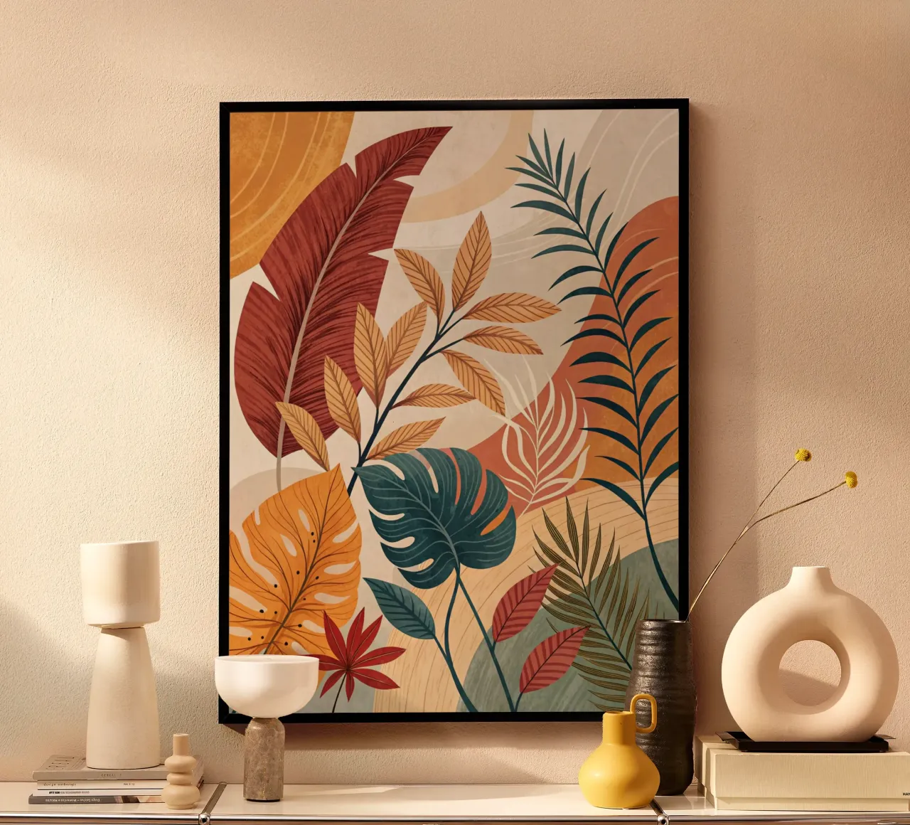 Fogliame tropicale e forme astratte poster da Artistic-shop