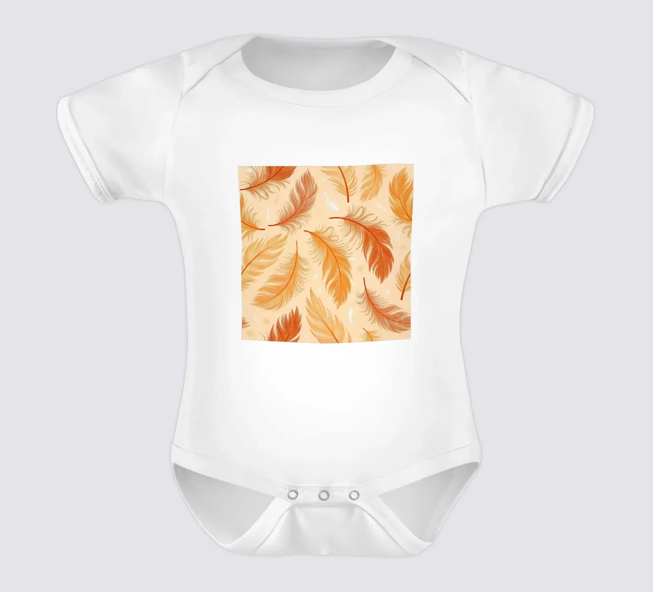 Falling Feathers: A Rustic, Seamless Pattern of Autumnal Hue short-sleeve baby romper by Artistic-shop