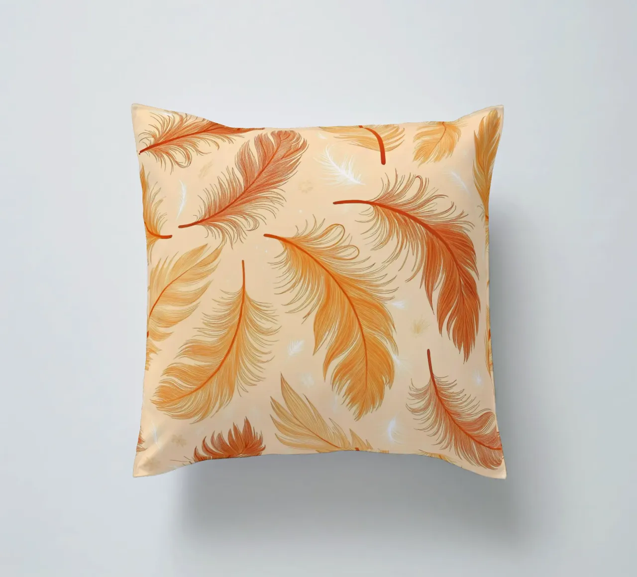 Falling Feathers: A Rustic, Seamless Pattern of Autumnal Hue decorative cushion by Artistic-shop