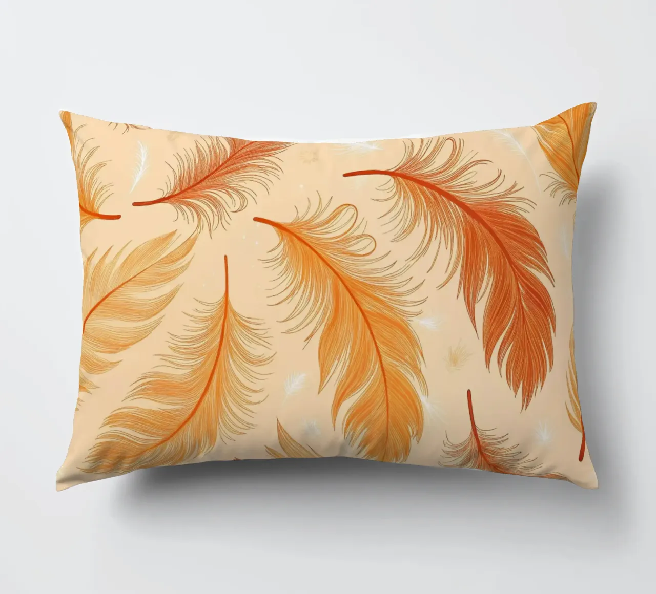 Falling Feathers: A Rustic, Seamless Pattern of Autumnal Hue decorative cushion by Artistic-shop